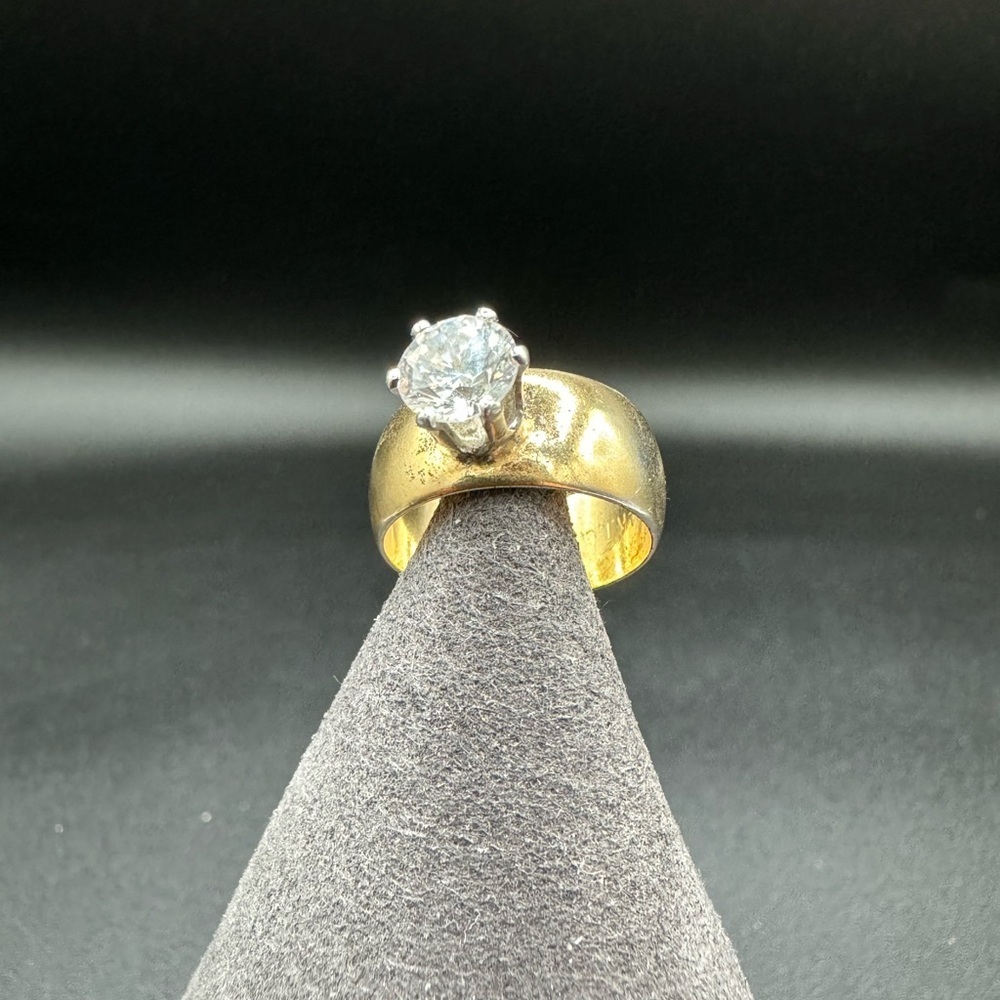 Vintage Princess Ring with Classic Prong Set CZ Marked 14Kt G.E ESPO